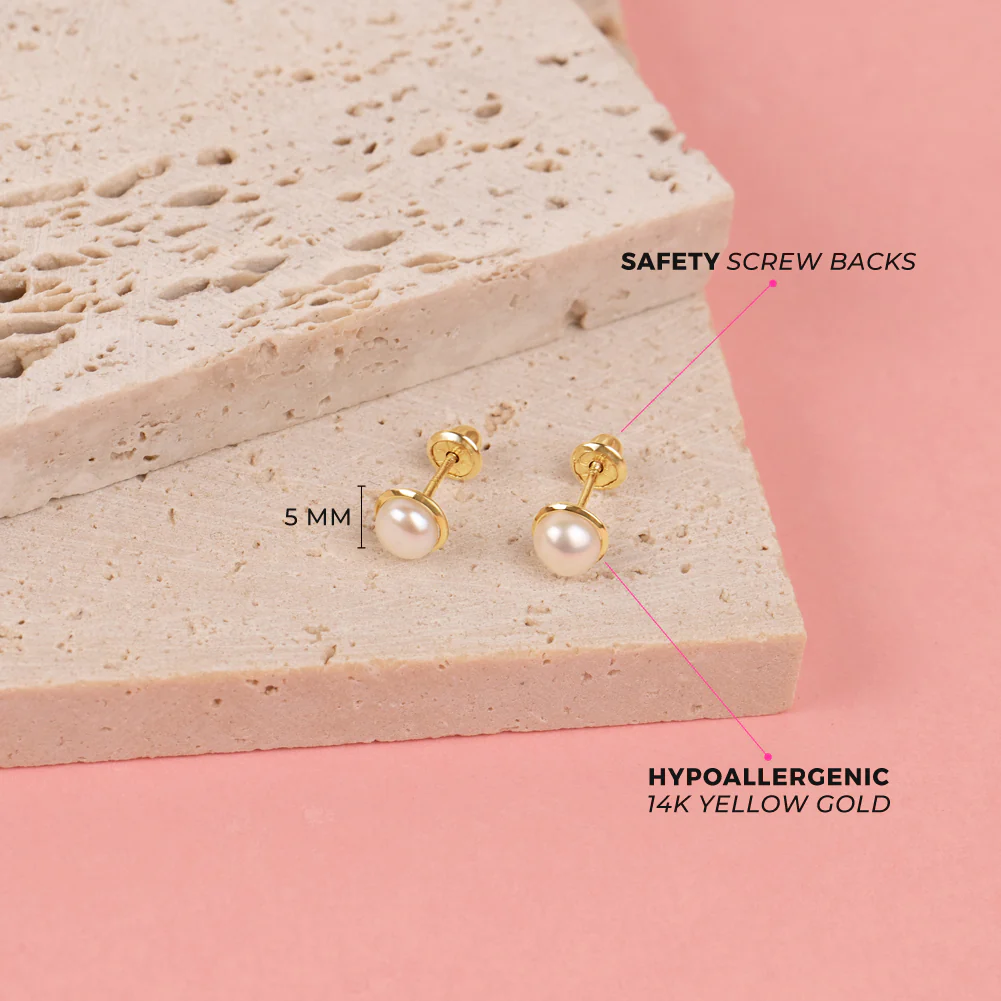 Boucles d'oreilles pour filles en perles de culture or 14k - IN SEASON JEWELRY