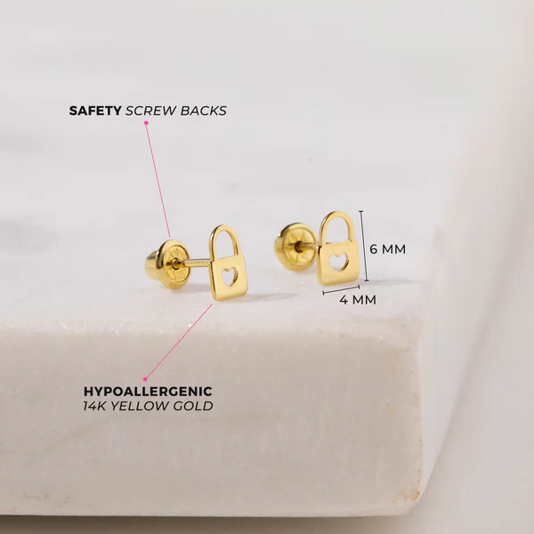Boucles d'oreilles cadenas en forme de cœur 14k - IN SEASON JEWELRY