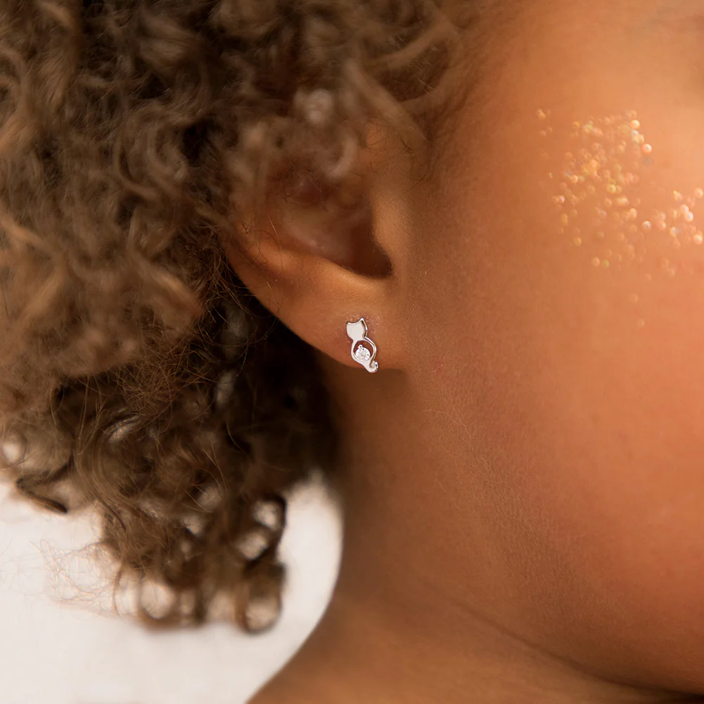 Boucles d'oreilles enfant chaton en zircon cubique - IN SEASON JEWELRY