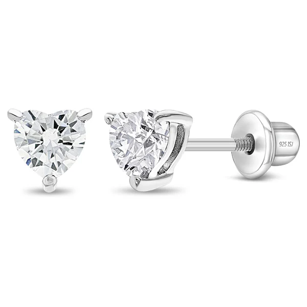 Boucles d'oreilles enfant solitaire cœur avec pierre de naissance CZ - IN SEASON JEWELRY