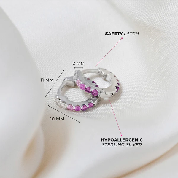 Boucles d'oreilles créoles à griffes doubles en zircon cubique - IN SEASON JEWELRY