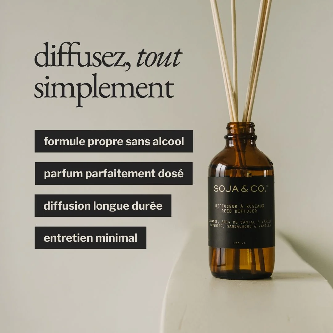 Diffuseur à roseaux | Lavande, Bois de santal & Vanille - SOJA&CO
