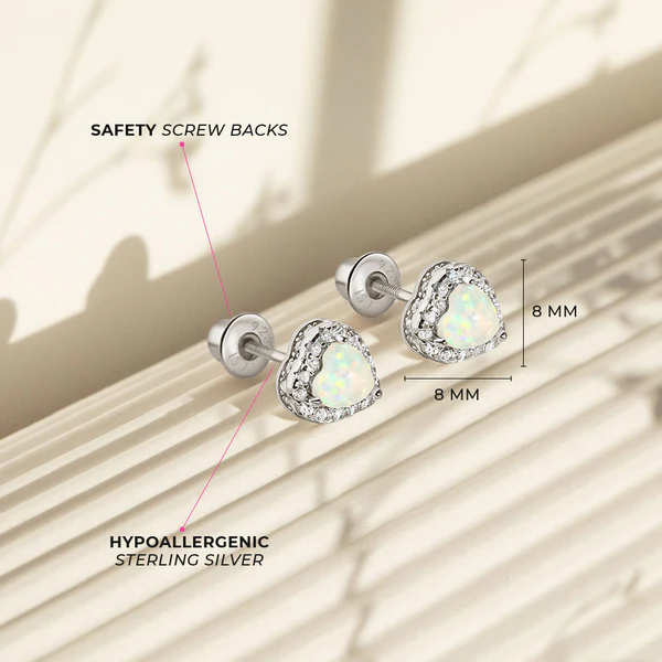 Boucles d'oreilles cœur en opale et zircon - IN SEASON JEWELRY