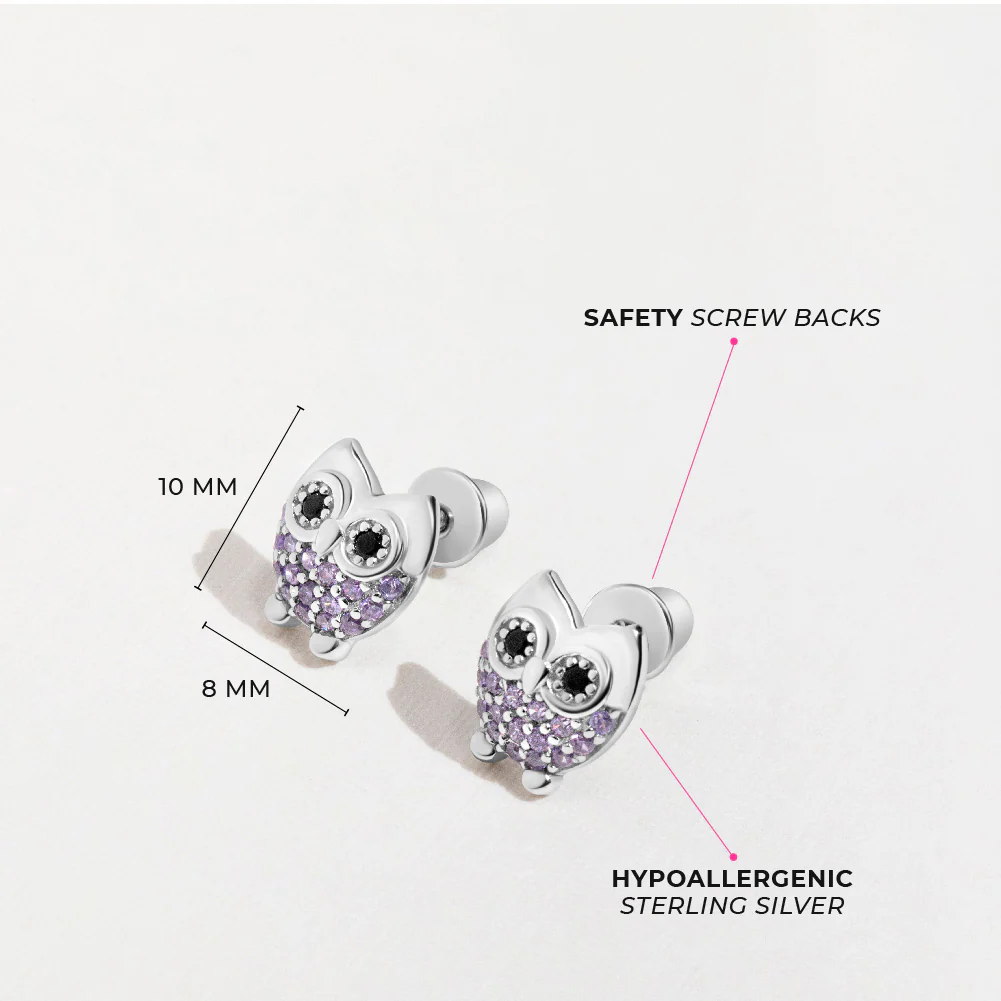 Boucles d'oreilles hibou Hoot en zircon cubique - IN SEASON JEWELRY