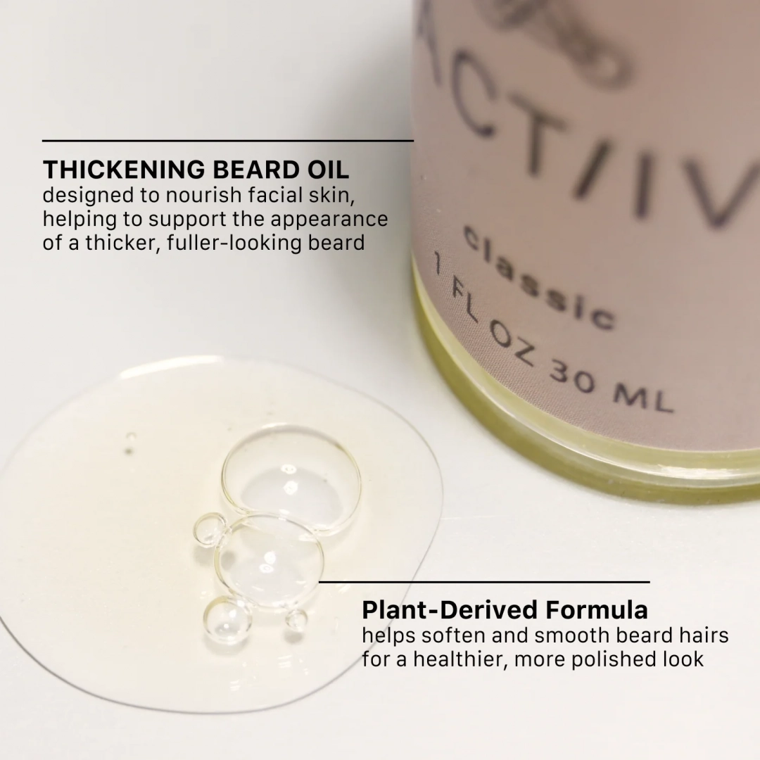 HUILE À BARBE ÉPAISSISSANTE - PARFUM CLASSIQUE - ACTI/V