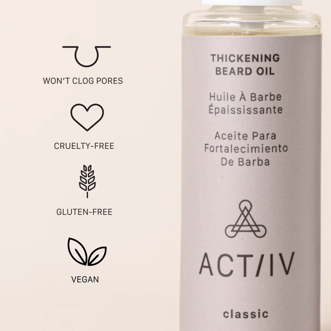 HUILE À BARBE ÉPAISSISSANTE - PARFUM CLASSIQUE - ACTI/V
