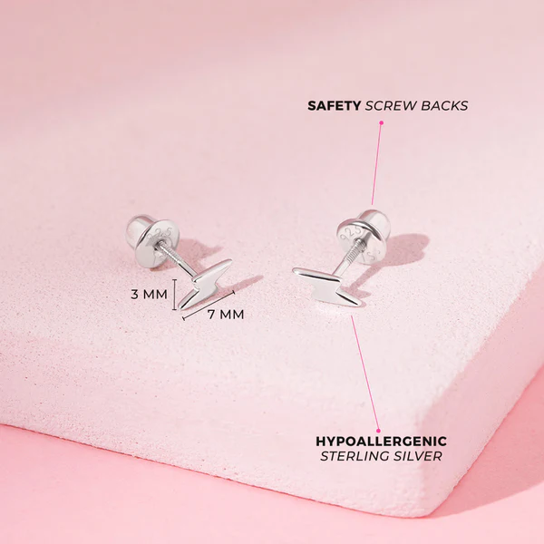 Petites boucles d'oreilles enfant en forme d'éclair électrique - IN SEASON JEWELRY