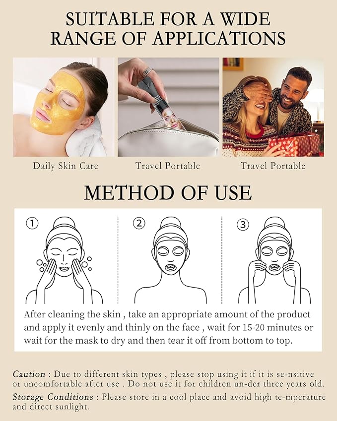 Masques peel-off à l'or 24 carats - Format voyage