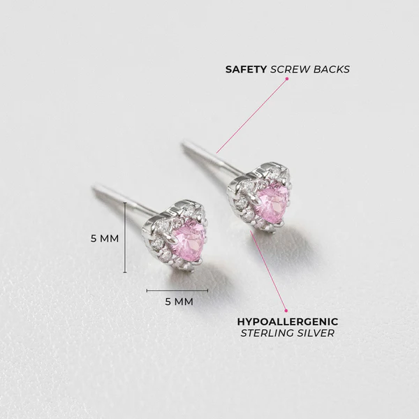 Boucles d'oreilles princesse en forme de cœur avec zircon cubique - IN SEASON JEWELRY