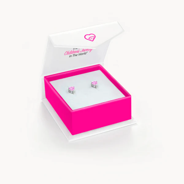 Boucles d'oreilles enfant solitaire cœur avec pierre de naissance CZ - IN SEASON JEWELRY